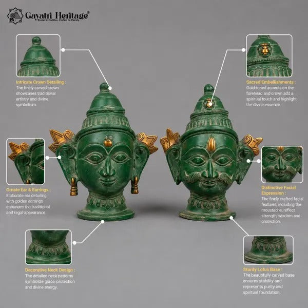 Brass Shiva Parvati Face Wall Decor Set – view 2 of 6