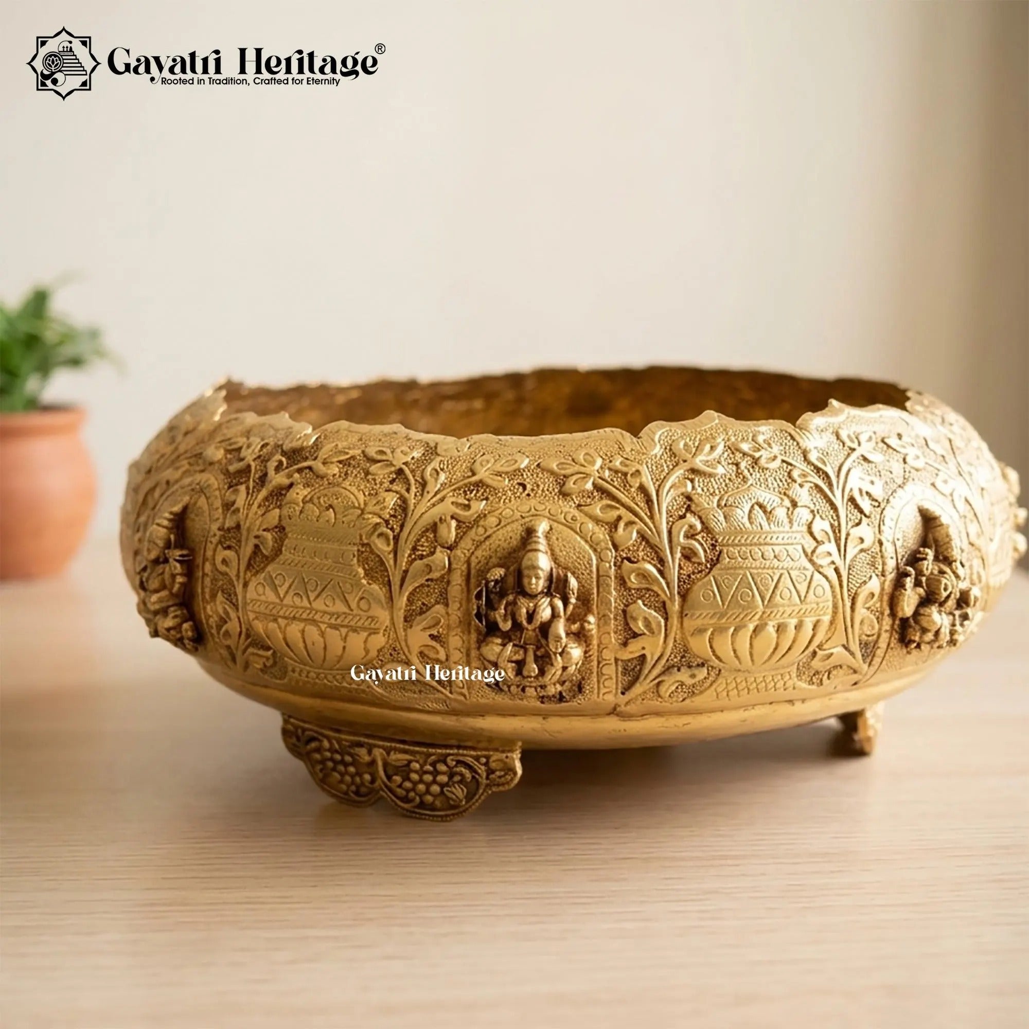 Brass Ashtalakshmi Urli – Sacred Lakshmi Bowl Decor | Gayatri Heritage