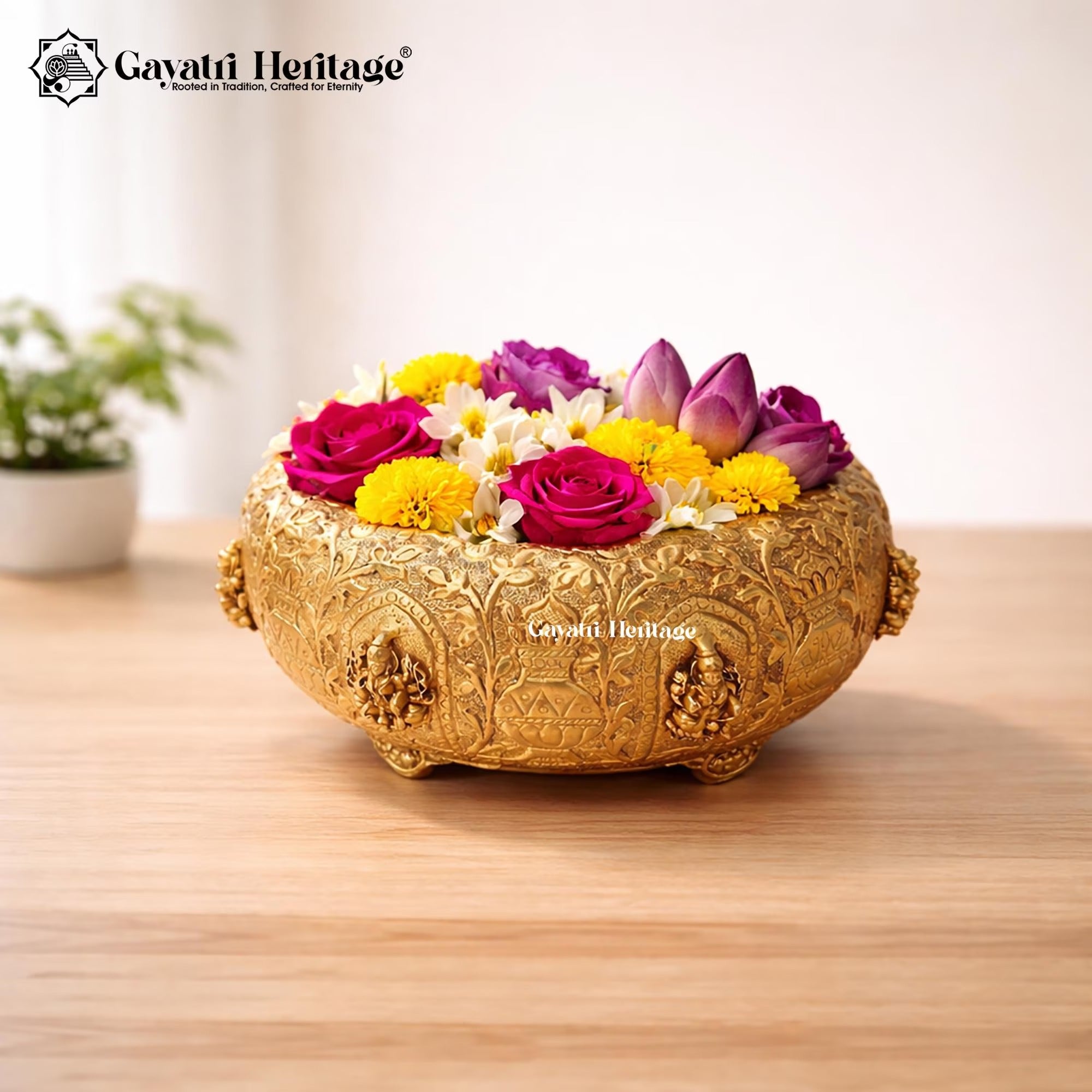 Brass Ashtalakshmi Urli – Sacred Lakshmi Bowl Decor | Gayatri Heritage