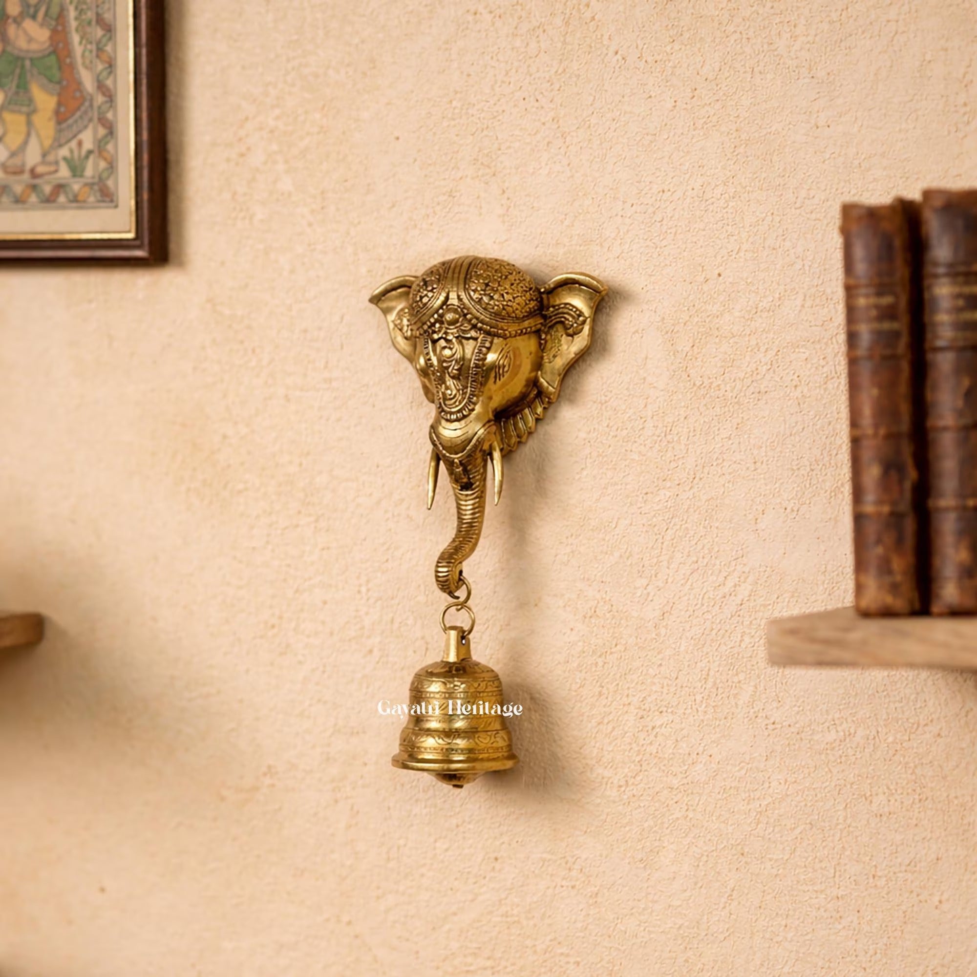 Brass Ganesh Hanging Bell – Temple Door Decor | Gayatri Heritage