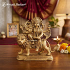 Antique Brass Durga Maa Statue with Lion | Indian Goddess Durga Sculpture