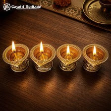 Brass Diya Set of 6 | Handcrafted Traditional Oil Lamps | Indian Brass Diyas | Pooja & Festive Home Decor | Diwali Gift Set