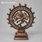 Brass Nataraja Idol – Wine Red Finish with Pierced Lattice Design