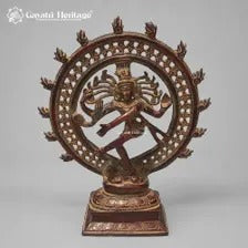 Brass Nataraja Idol – Wine Red Finish with Pierced Lattice Design