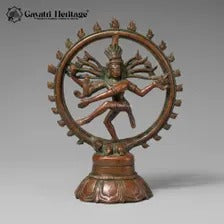 Vintage Brass Nataraja Statue – Dancing Shiva Idol | Bronze Patina Hindu Sculpture