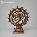 Vintage Brass Nataraja Statue – Maroon Finish with Jaali Ring Design