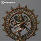 Antique Brass Nataraja Statue – Hand-Pierced Ring Design | Warm Bronze Finish
