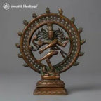 Brass Nataraja Statue – Twin Ring Cutwork Design with Aged Copper Green Patina