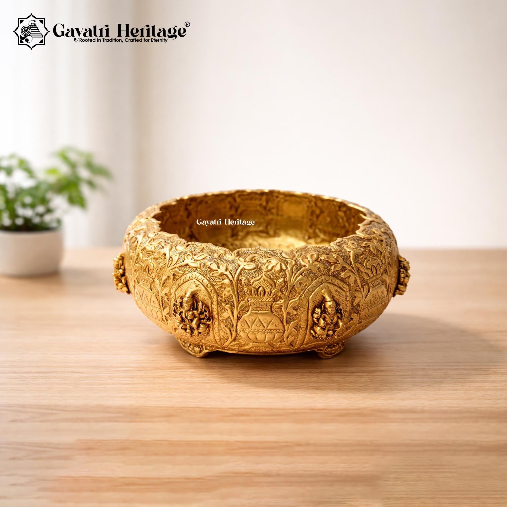 Brass Ashtalakshmi Urli – Sacred Lakshmi Bowl Decor | Gayatri Heritage