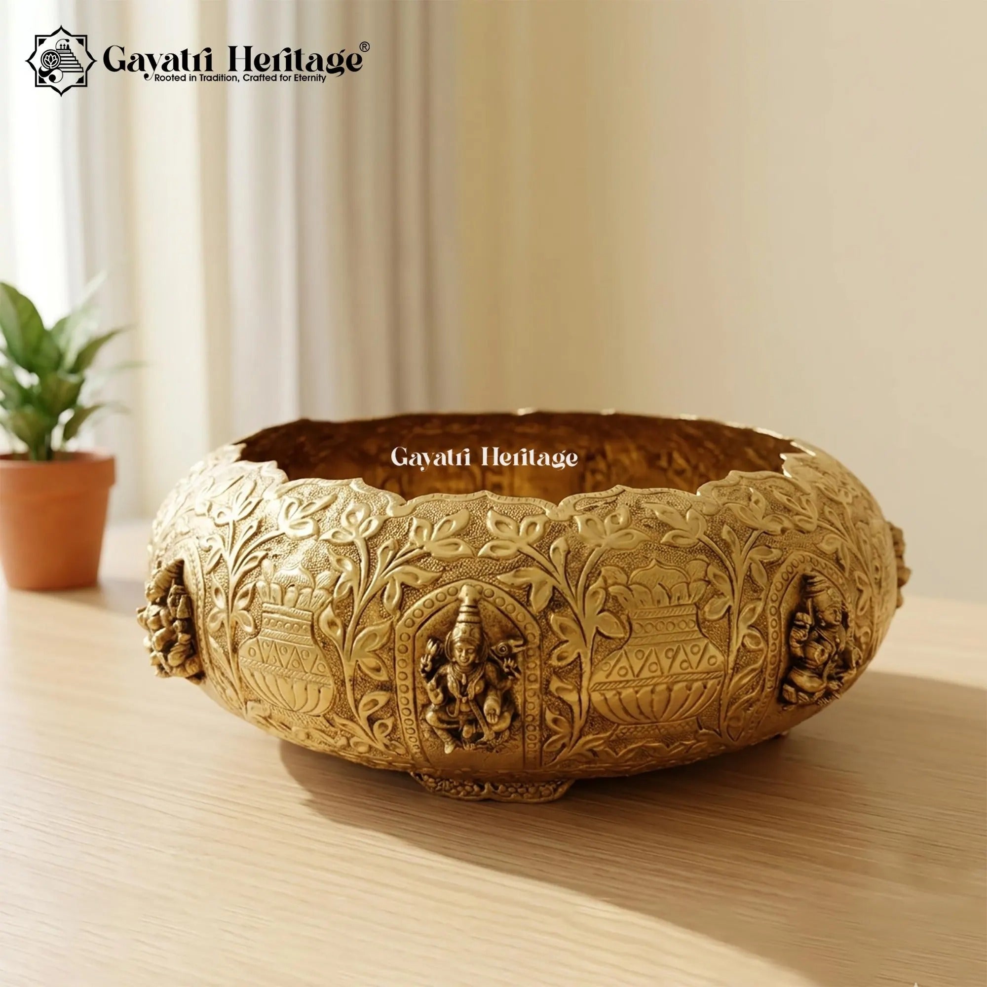 Brass Ashtalakshmi Urli – Sacred Lakshmi Bowl Decor | Gayatri Heritage