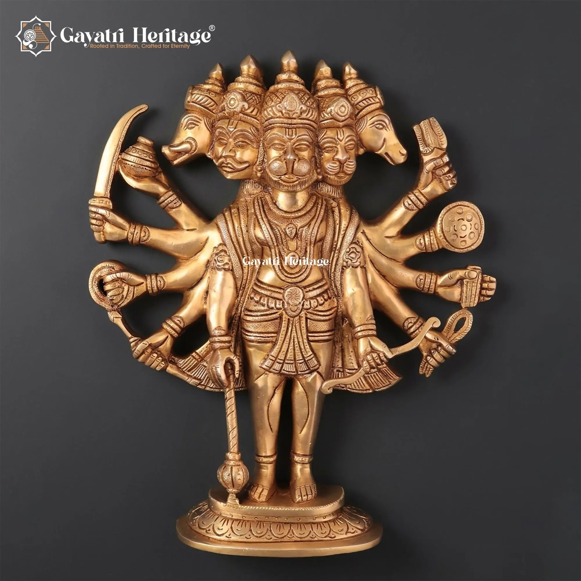 Brass Panchmukhi Hanuman – Wall Hanging Decor | Gayatri Heritage