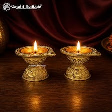 Brass Diya Set of 6 | Handcrafted Traditional Oil Lamps | Indian Brass Diyas | Pooja & Festive Home Decor | Diwali Gift Set