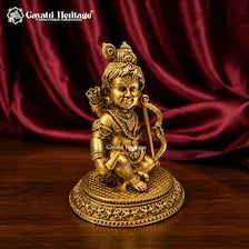 Brass Ram Lalla Idol | Baby Rama Statue with Bow & Arrow | Shri Ram Murti | Hindu Pooja & Home Temple Decor | Gift