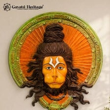 Brass Hanuman Wall Hanging – Multicolor Bajrangbali Face Sculpture | 26 Inch