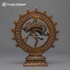 Antique Brass Nataraja Statue – Hand-Pierced Ring Design | Warm Bronze Finish