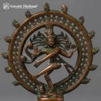 Brass Nataraja Statue – Twin Ring Cutwork Design with Aged Copper Green Patina