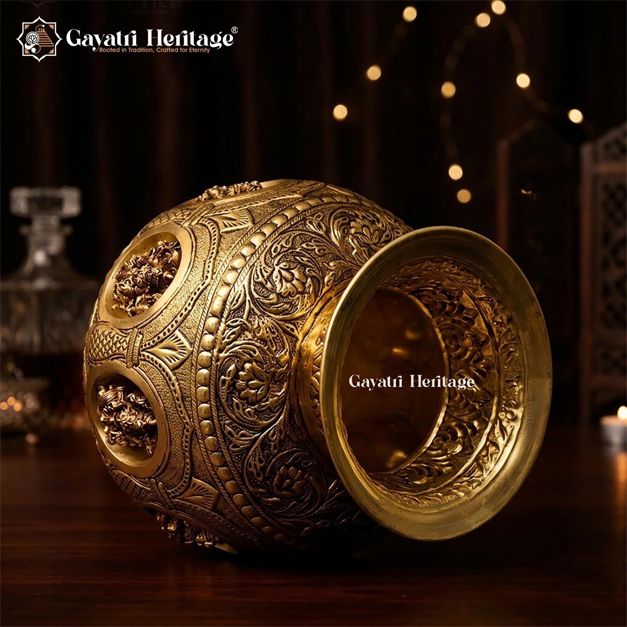 Brass Ashtalakshmi Kalash – Sacred Lakshmi Blessings Home Decor | Gayatri Heritage