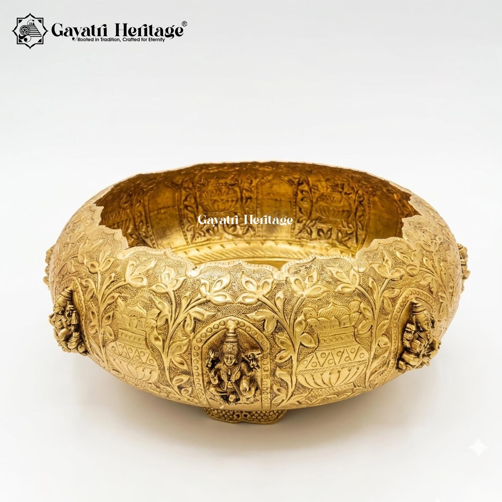 Brass Ashtalakshmi Urli – Sacred Lakshmi Bowl Decor | Gayatri Heritage