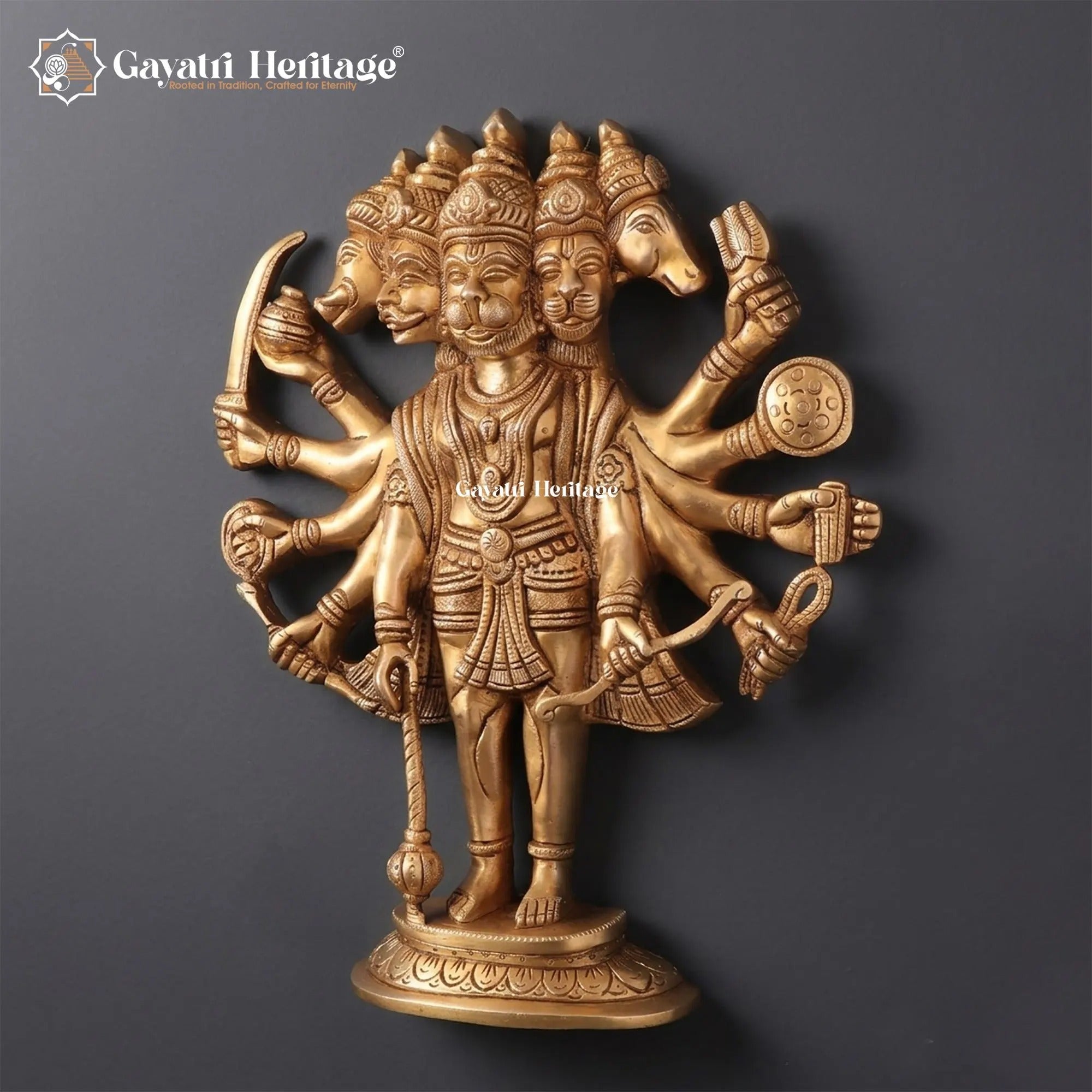 Brass Panchmukhi Hanuman – Wall Hanging Decor | Gayatri Heritage