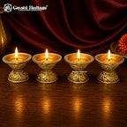 Brass Diya Set of 6 | Handcrafted Traditional Oil Lamps | Indian Brass Diyas | Pooja & Festive Home Decor | Diwali Gift Set