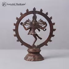 Vintage Brass Nataraja Statue – Old Finish Dancing Shiva Idol | Handcrafted Hindu Sculpture