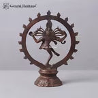 Vintage Brass Nataraja Statue – Old Finish Dancing Shiva Idol | Handcrafted Hindu Sculpture