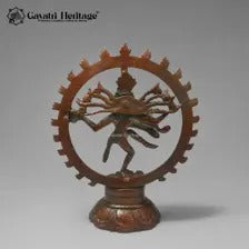 Vintage Brass Nataraja Statue – Dancing Shiva Idol | Bronze Patina Hindu Sculpture