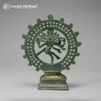 Vintage Brass Nataraja Idol – Aged Green Finish | Lattice Flame Dancing Shiva Sculpture
