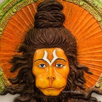 Brass Hanuman Wall Hanging – Multicolor Bajrangbali Face Sculpture | 26 Inch