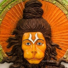 Brass Hanuman Wall Hanging – Multicolor Bajrangbali Face Sculpture | 26 Inch
