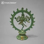 Brass Nataraja Statue – Old Dancing Shiva Sculpture with Green Patina Finish