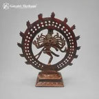Vintage Brass Nataraja Statue – Maroon Finish with Jaali Ring Design