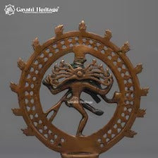 Antique Brass Nataraja Statue – Hand-Pierced Ring Design | Warm Bronze Finish