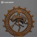 Antique Brass Nataraja Statue – Hand-Pierced Ring Design | Warm Bronze Finish