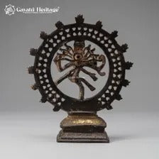 Vintage Brass Nataraja Statue – Black & Gold Dancing Shiva Idol | Handcrafted Hindu Decor