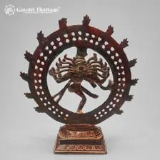 Brass Nataraja Idol – Wine Red Finish with Pierced Lattice Design