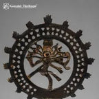 Brass Nataraja Idol – Dark Brown & Gold Finish with Ornate Cutwork Halo