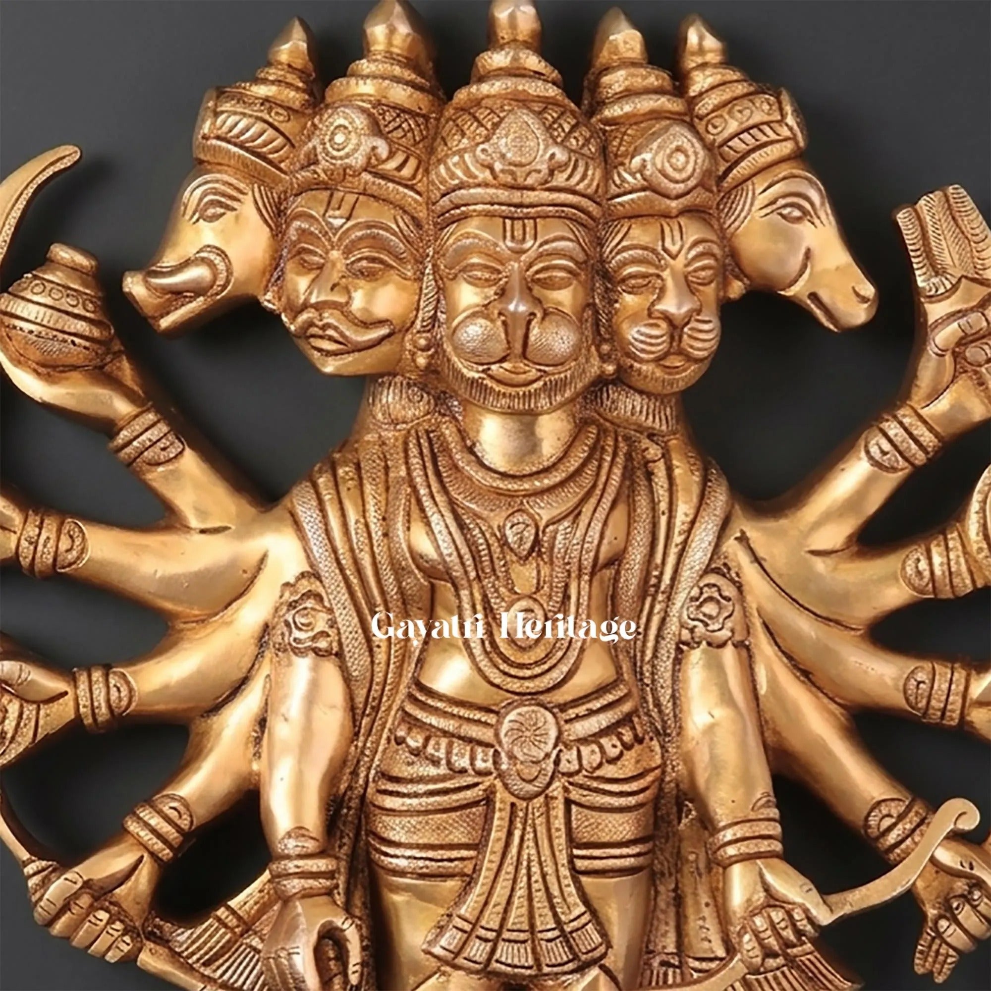 Brass Panchmukhi Hanuman – Wall Hanging Decor | Gayatri Heritage