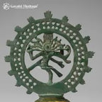 Vintage Brass Nataraja Idol – Aged Green Finish | Lattice Flame Dancing Shiva Sculpture