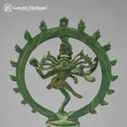 Brass Nataraja Statue – Old Dancing Shiva Sculpture with Green Patina Finish