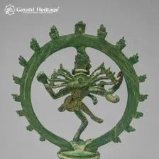 Brass Nataraja Statue – Old Dancing Shiva Sculpture with Green Patina Finish