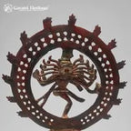 Brass Nataraja Idol – Wine Red Finish with Pierced Lattice Design