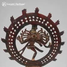 Brass Nataraja Idol – Wine Red Finish with Pierced Lattice Design