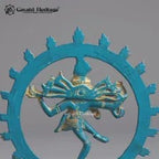 Brass Nataraja Statue – Turquoise Blue & Gold Finish | Vintage Indian Dancing Shiva Sculpture