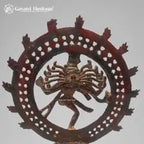 Vintage Brass Nataraja Statue – Maroon Finish with Jaali Ring Design