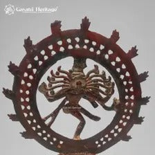Vintage Brass Nataraja Statue – Maroon Finish with Jaali Ring Design