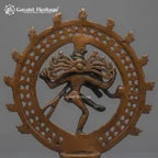 Brass Nataraja Statue – Twin Ring Cutwork Design with Aged Copper Green Patina