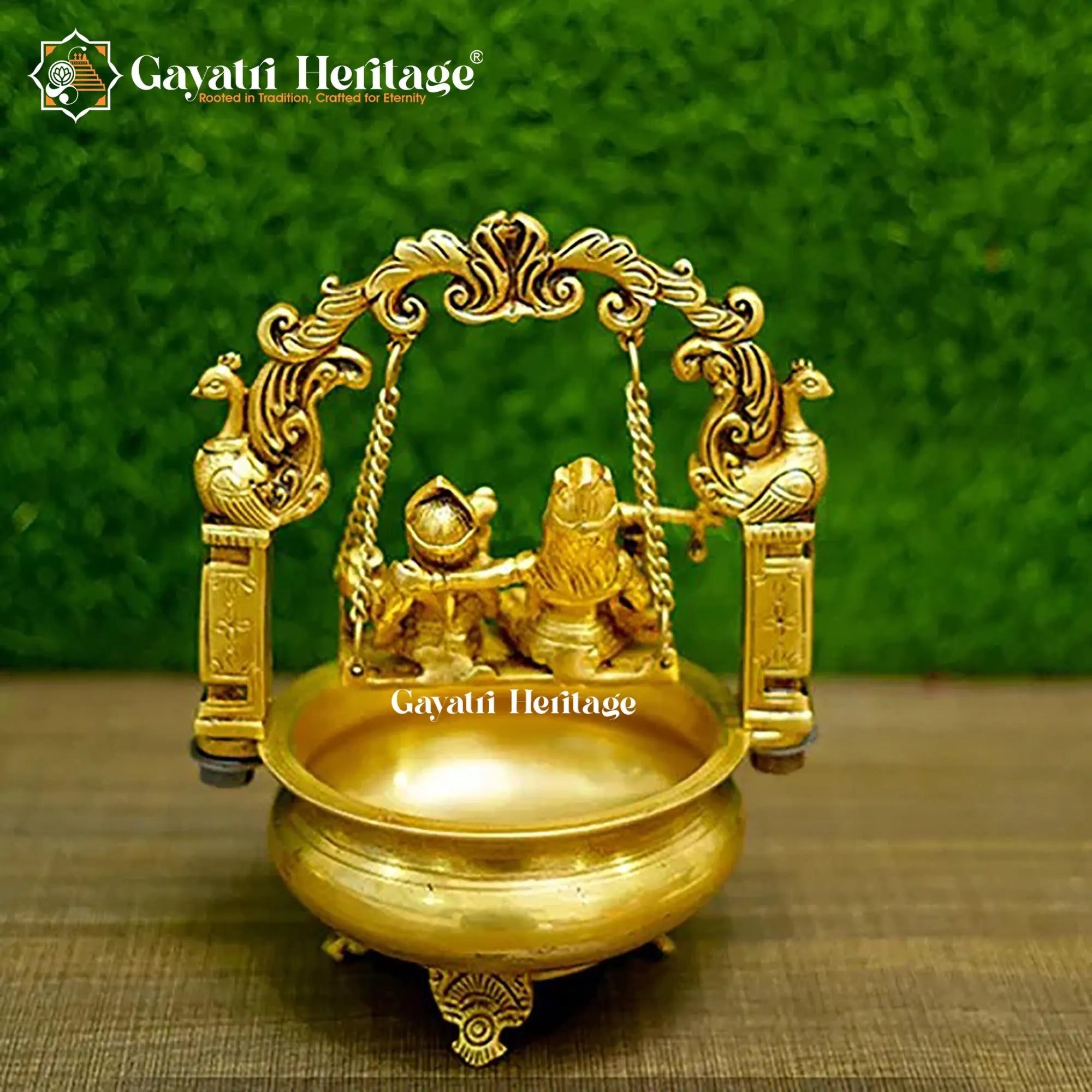 Brass Radha Krishna Jhula Urli – Spiritual Home Decor | Gayatri Heritage