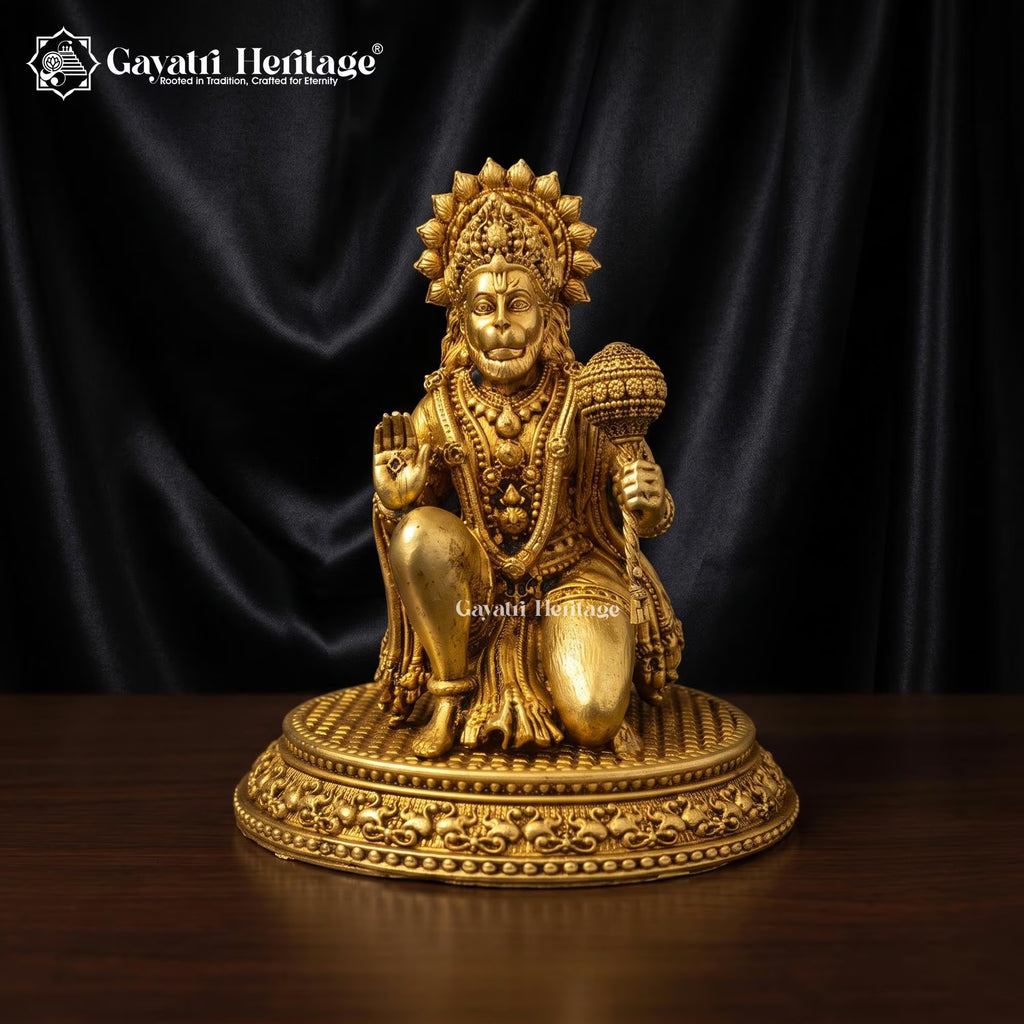 Brass Hanuman Ji Statue | Bajrangbali Murti | Lord Hanuman Idol | Hindu Pooja & Home Temple Decor | Spiritual Gift