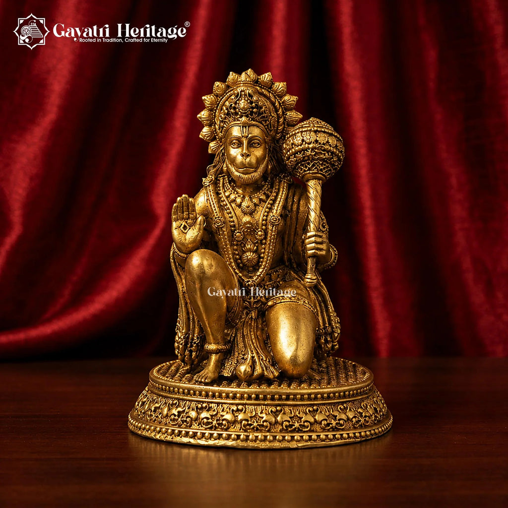 Brass Hanuman Idol | Handcrafted Bajrangbali Murti | Lord Hanuman Statue | Hindu Pooja & Home Temple Decor | Spiritual Gift